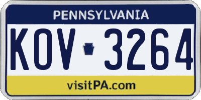 PA license plate KOV3264