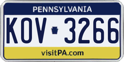 PA license plate KOV3266