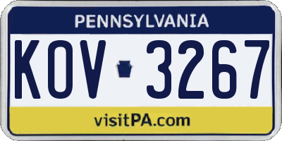 PA license plate KOV3267