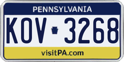 PA license plate KOV3268