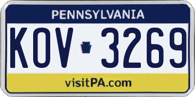 PA license plate KOV3269