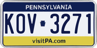 PA license plate KOV3271