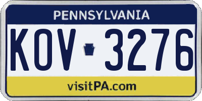 PA license plate KOV3276