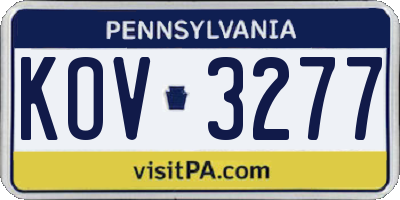 PA license plate KOV3277