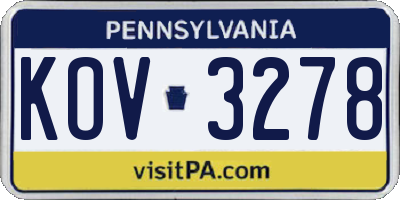 PA license plate KOV3278