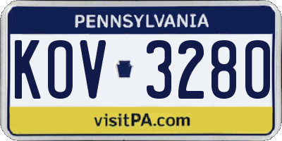 PA license plate KOV3280
