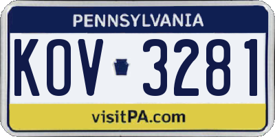 PA license plate KOV3281