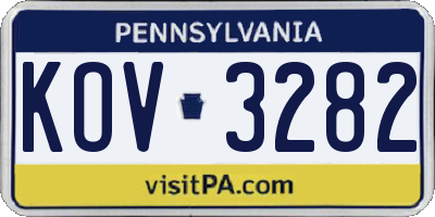 PA license plate KOV3282