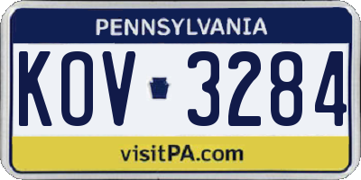 PA license plate KOV3284