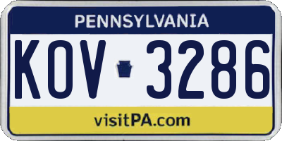 PA license plate KOV3286