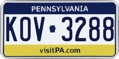 PA license plate KOV3288
