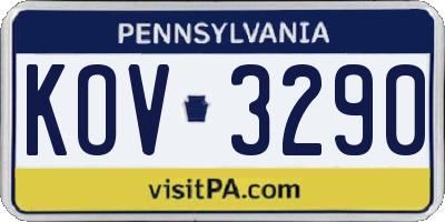 PA license plate KOV3290