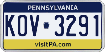 PA license plate KOV3291