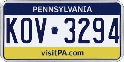 PA license plate KOV3294
