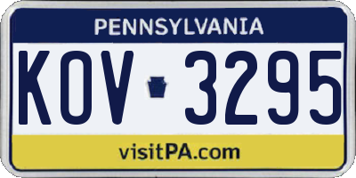 PA license plate KOV3295