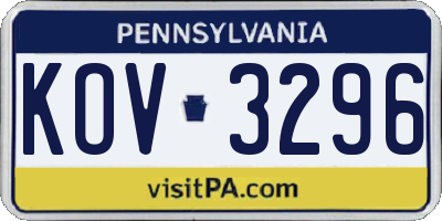 PA license plate KOV3296