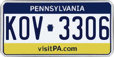 PA license plate KOV3306