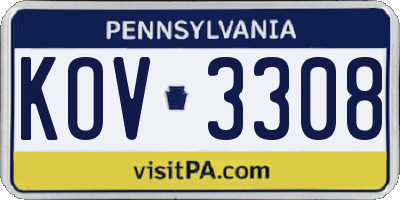 PA license plate KOV3308