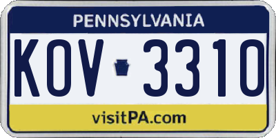 PA license plate KOV3310