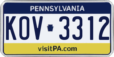 PA license plate KOV3312