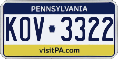 PA license plate KOV3322