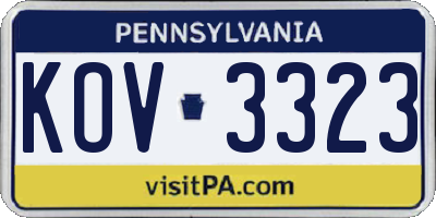 PA license plate KOV3323