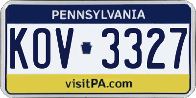 PA license plate KOV3327
