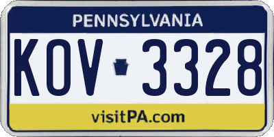PA license plate KOV3328