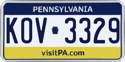 PA license plate KOV3329