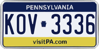 PA license plate KOV3336