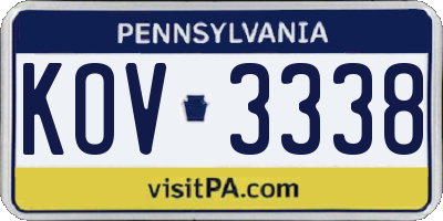 PA license plate KOV3338
