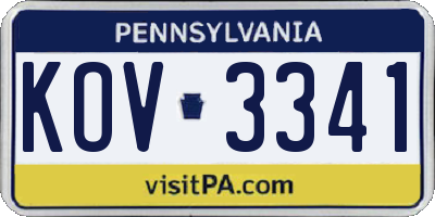 PA license plate KOV3341