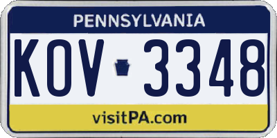 PA license plate KOV3348