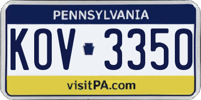 PA license plate KOV3350