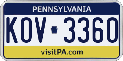 PA license plate KOV3360