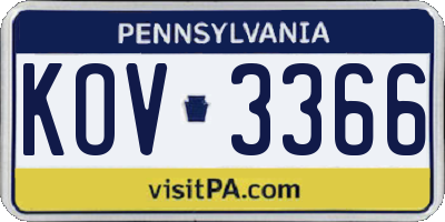 PA license plate KOV3366