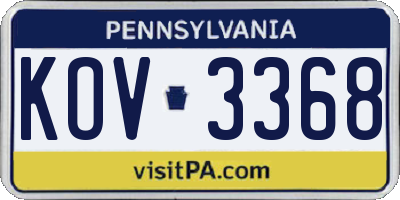 PA license plate KOV3368