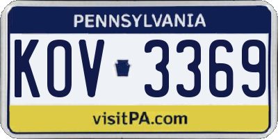 PA license plate KOV3369