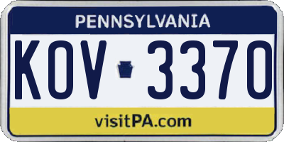 PA license plate KOV3370