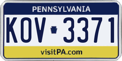 PA license plate KOV3371