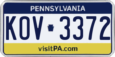 PA license plate KOV3372