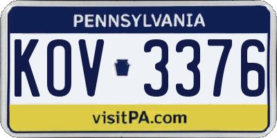 PA license plate KOV3376