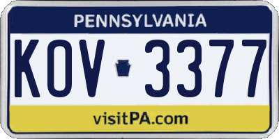 PA license plate KOV3377