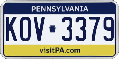 PA license plate KOV3379