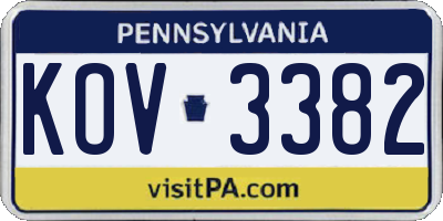 PA license plate KOV3382