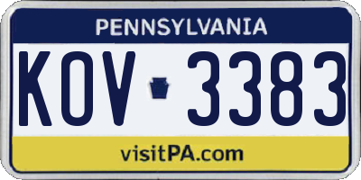 PA license plate KOV3383