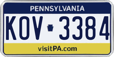 PA license plate KOV3384