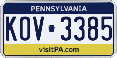 PA license plate KOV3385