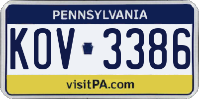 PA license plate KOV3386
