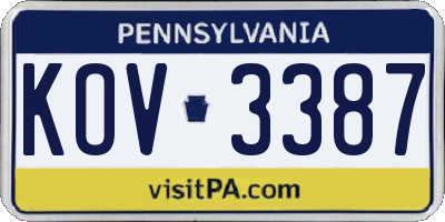 PA license plate KOV3387